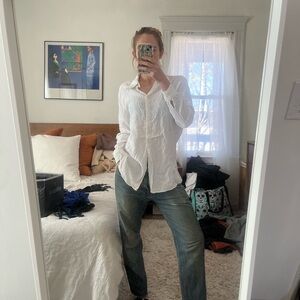 Vintage white button down with stitching detail